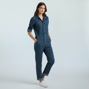 Lucky Brand Women's S‎ Boilersuit Flight Suit Jumpsuit Denim Blue
